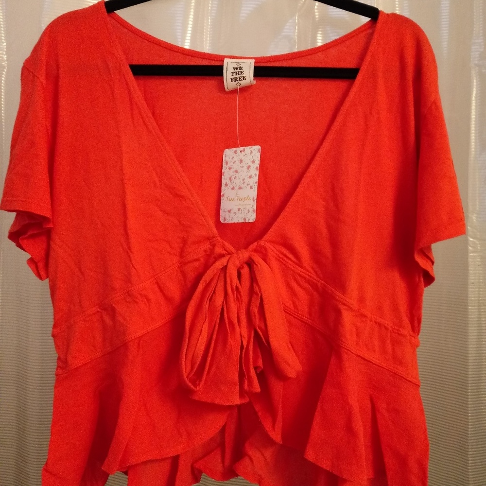 1 LEFT! NWT FREE PEOPLE KNOT ME CROPPED PEPLUM TOP - Picture 6 of 6